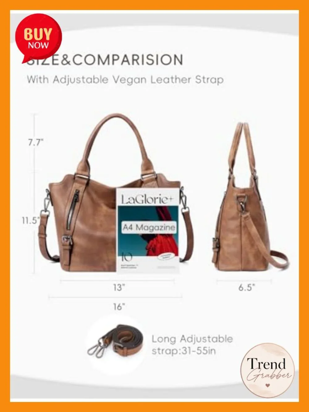 Vegan Leather Large Hobo Handbag Multi-Pocket Shoulder Crossbody Bag